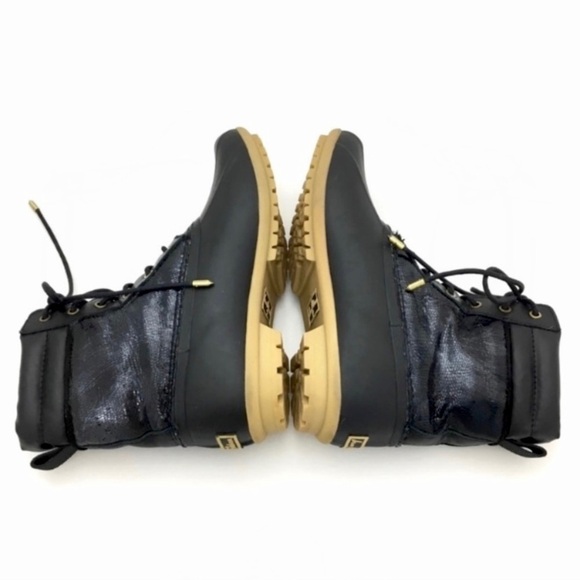 SAM Edelman Caldwell Winter Lace up Duck Boot in Metallic Black - Picture 6 of 8